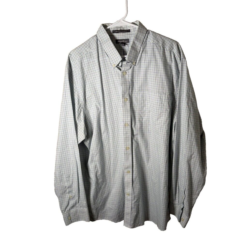 Eddie Bauer Shirt Men's XL Wrinkle Free Window Pane Button Down Long Sleeve